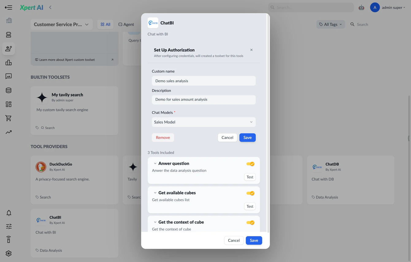 ChatBI Toolset authorization