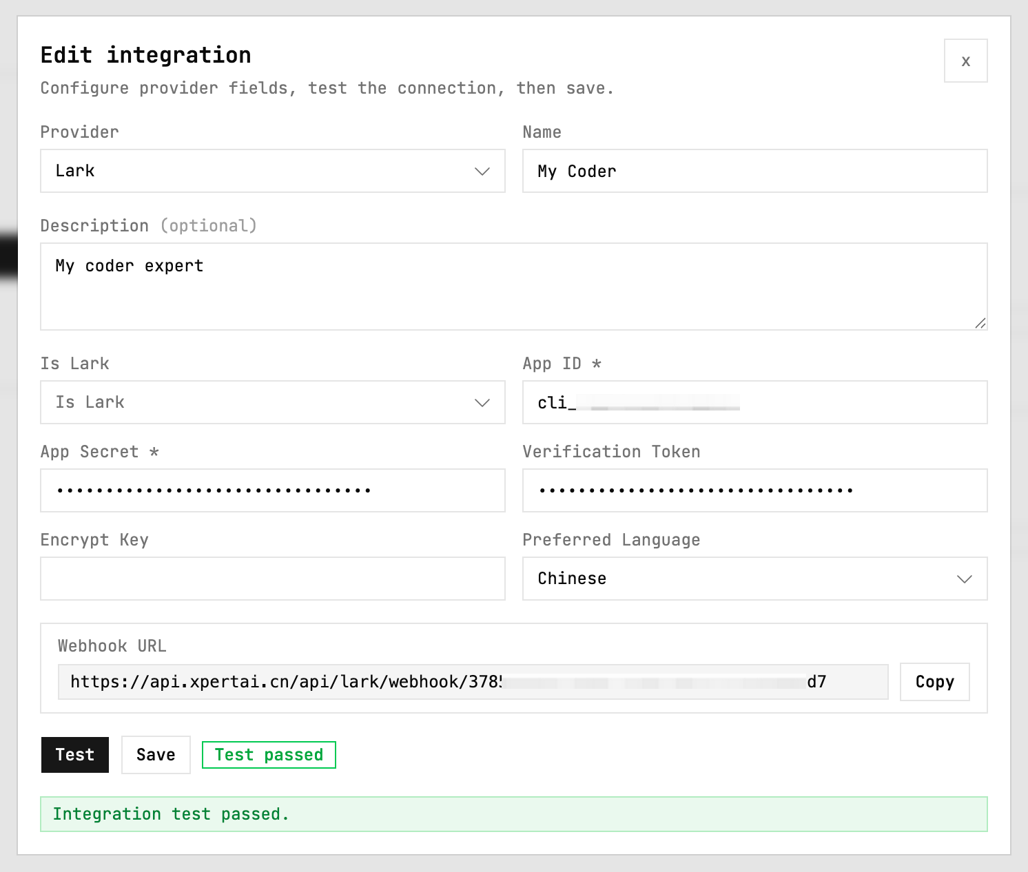 Webhook configuration