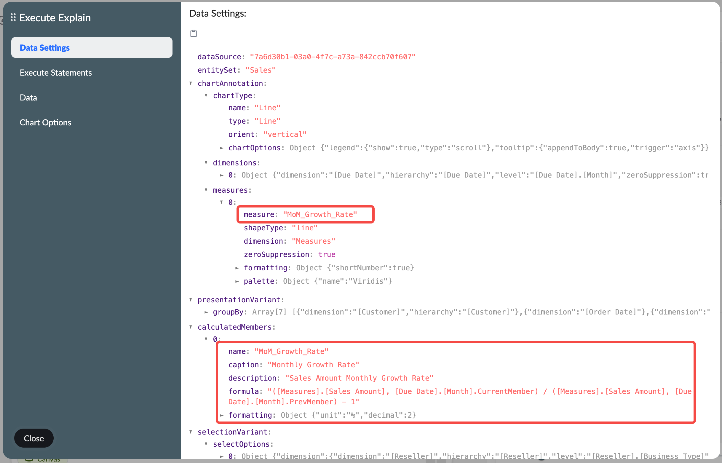 Explanation of calculated member parameters