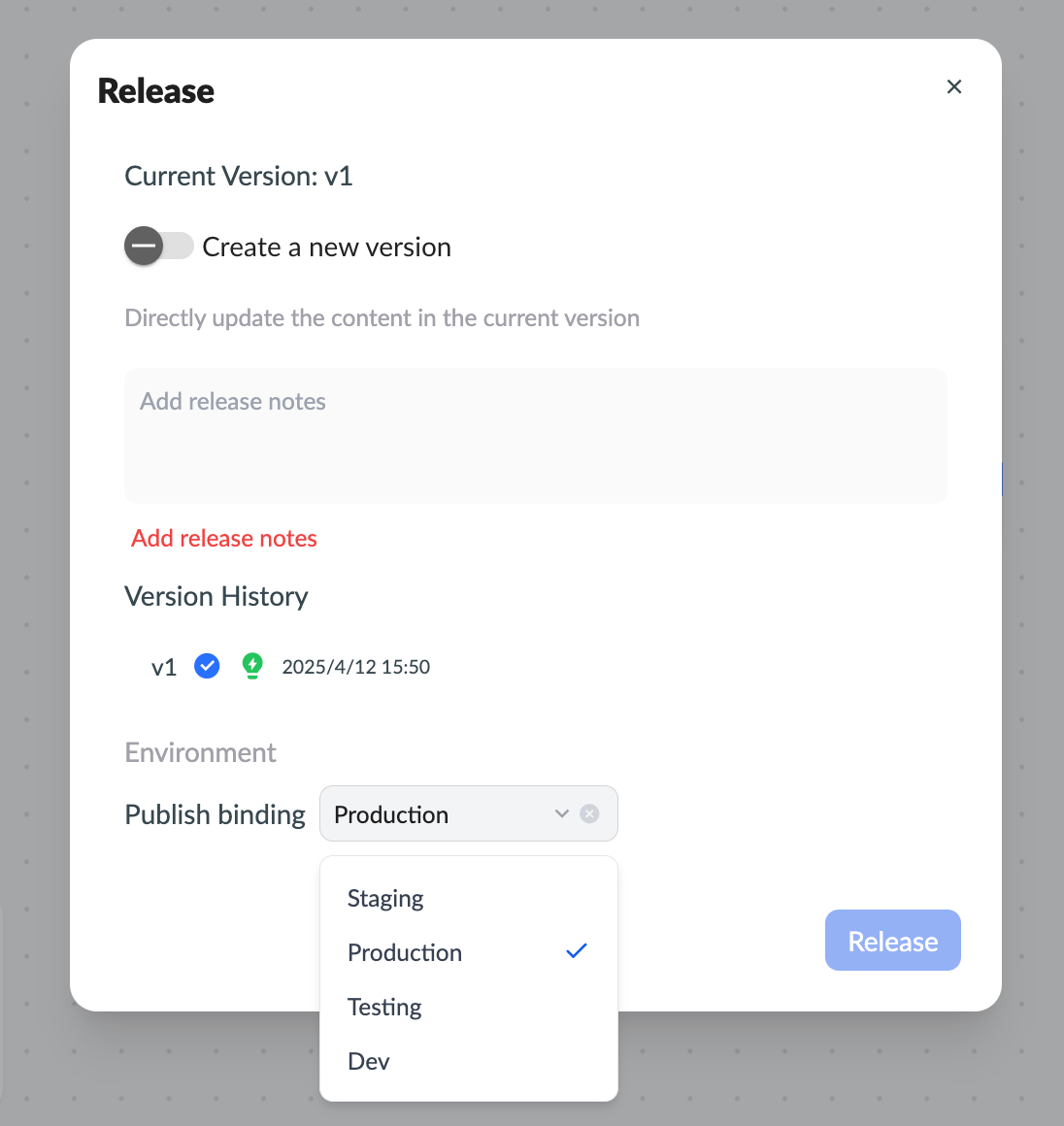 Publish with Bound Environment