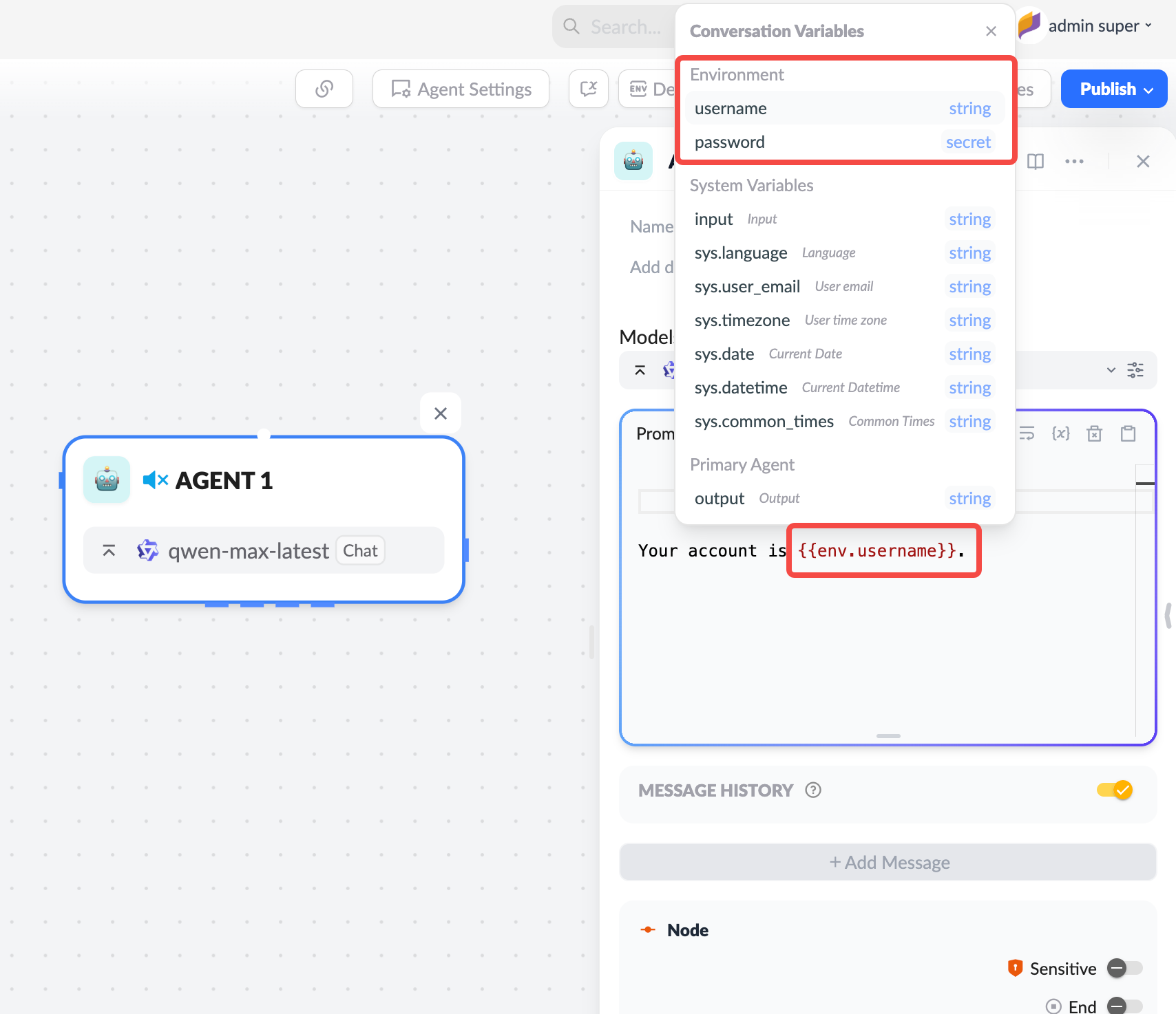 Prompt Referencing Environment Variables