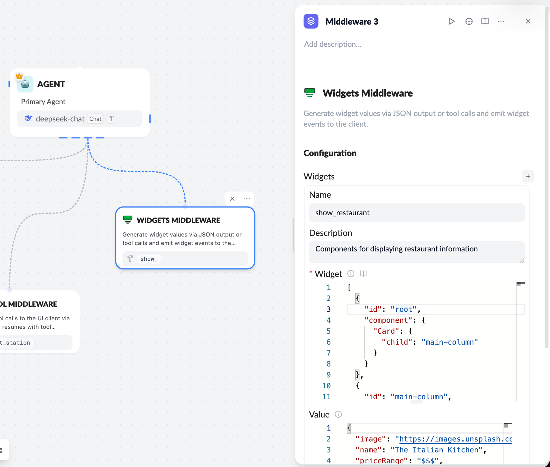 ChatKit widgets middleware