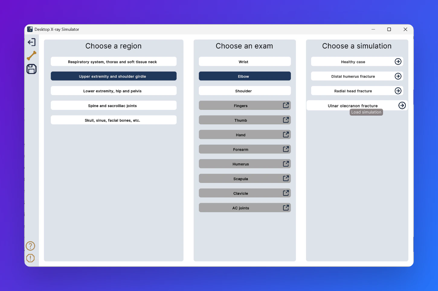 Desktop X Ray Simulator Choose Case