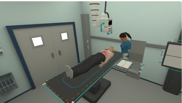 Simulator setup preview for T-spine positioning