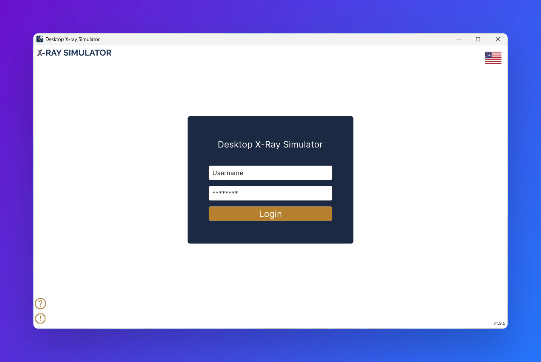 Desktop Xray Sim Login Screen