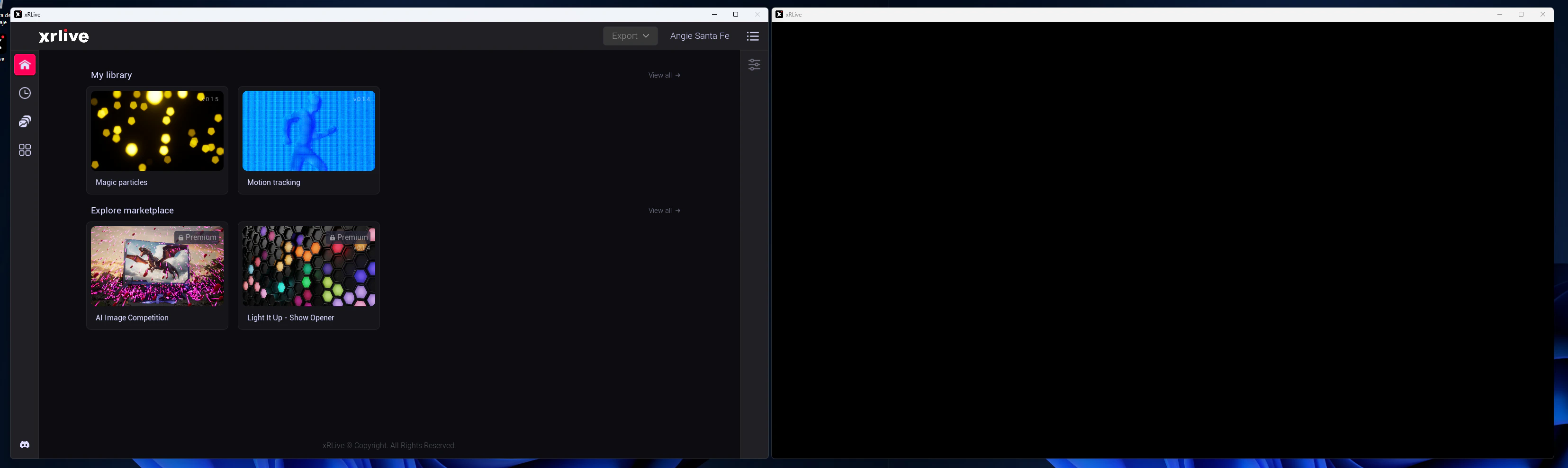 xRLive two-window layout