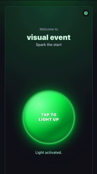 Audience phone showing a large Tap to light up button