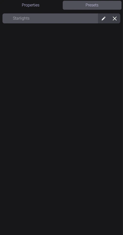 Presets bar in the operator dashboard