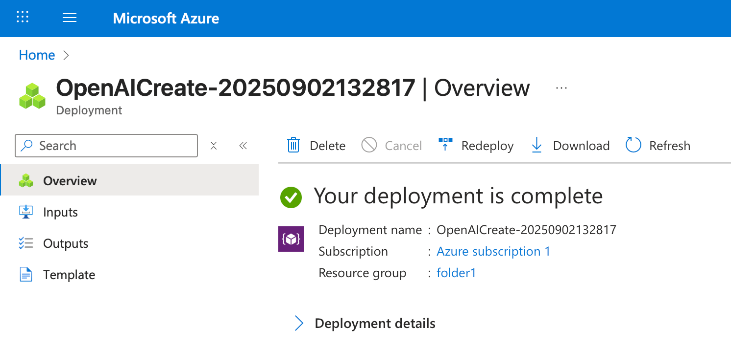 Развёртывание Azure OpenAI