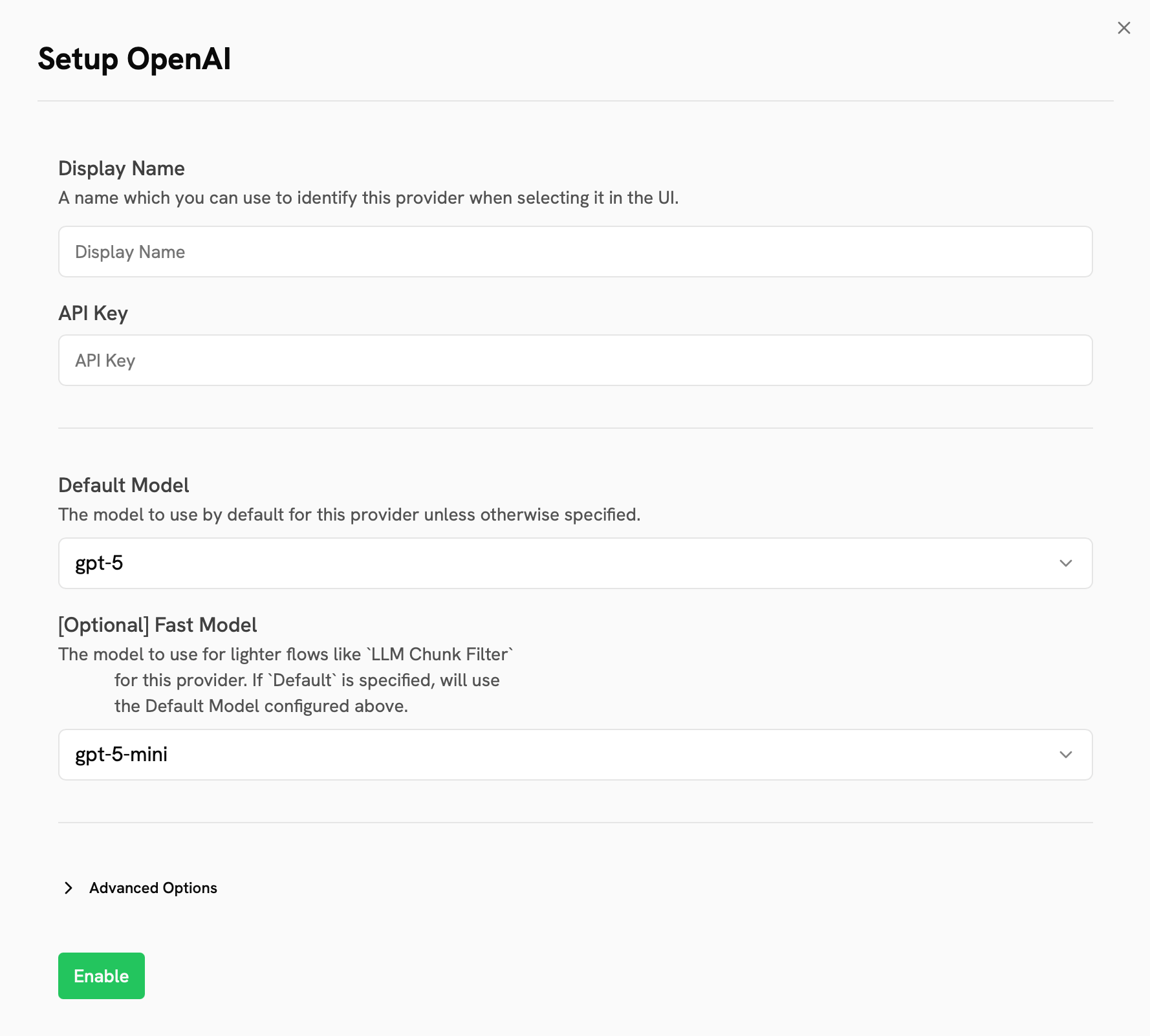 Настройка поставщика OpenAI