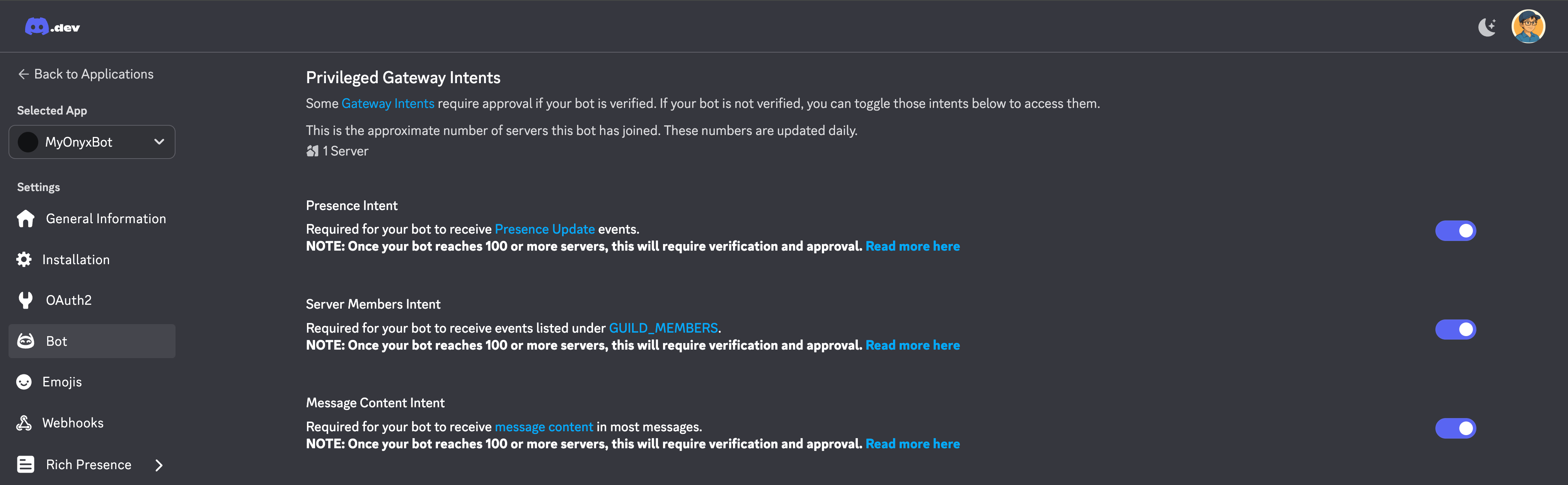 Privileged gateway intents Discord