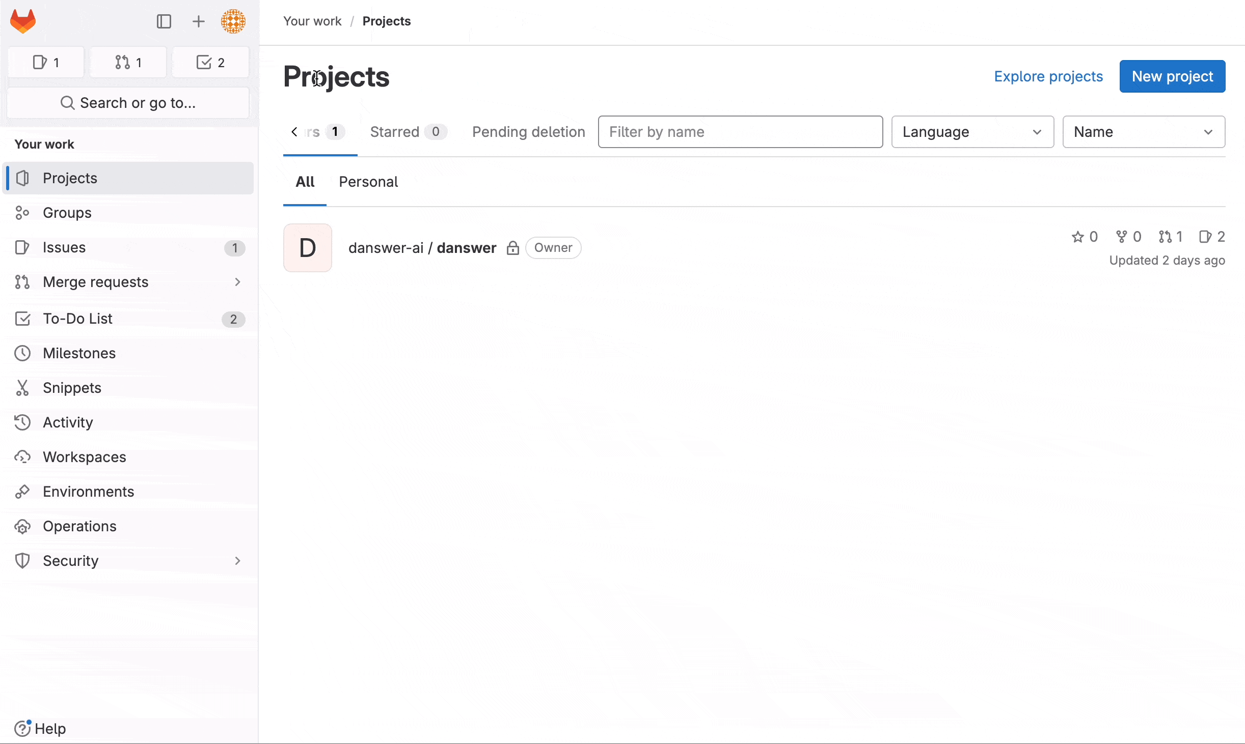 Создание персонального токена доступа GitLab с нужными областями