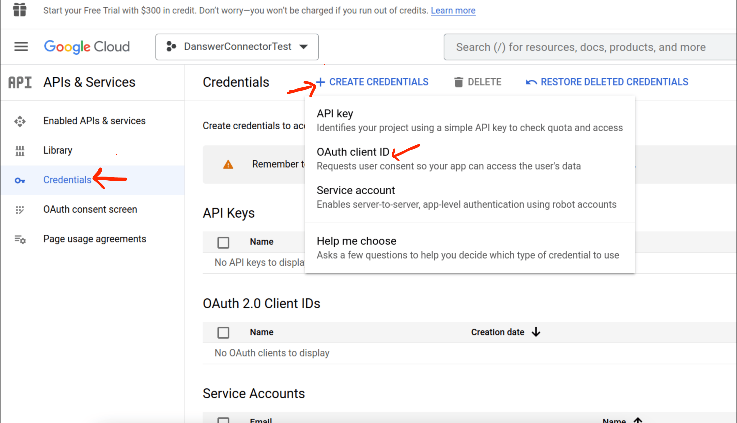 Создание OAuth client ID в Google Cloud Console для Gmail
