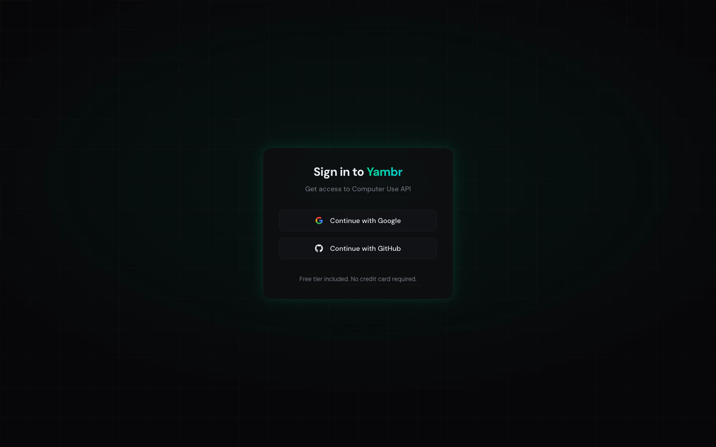 Sign in to Yambr — Google or GitHub
