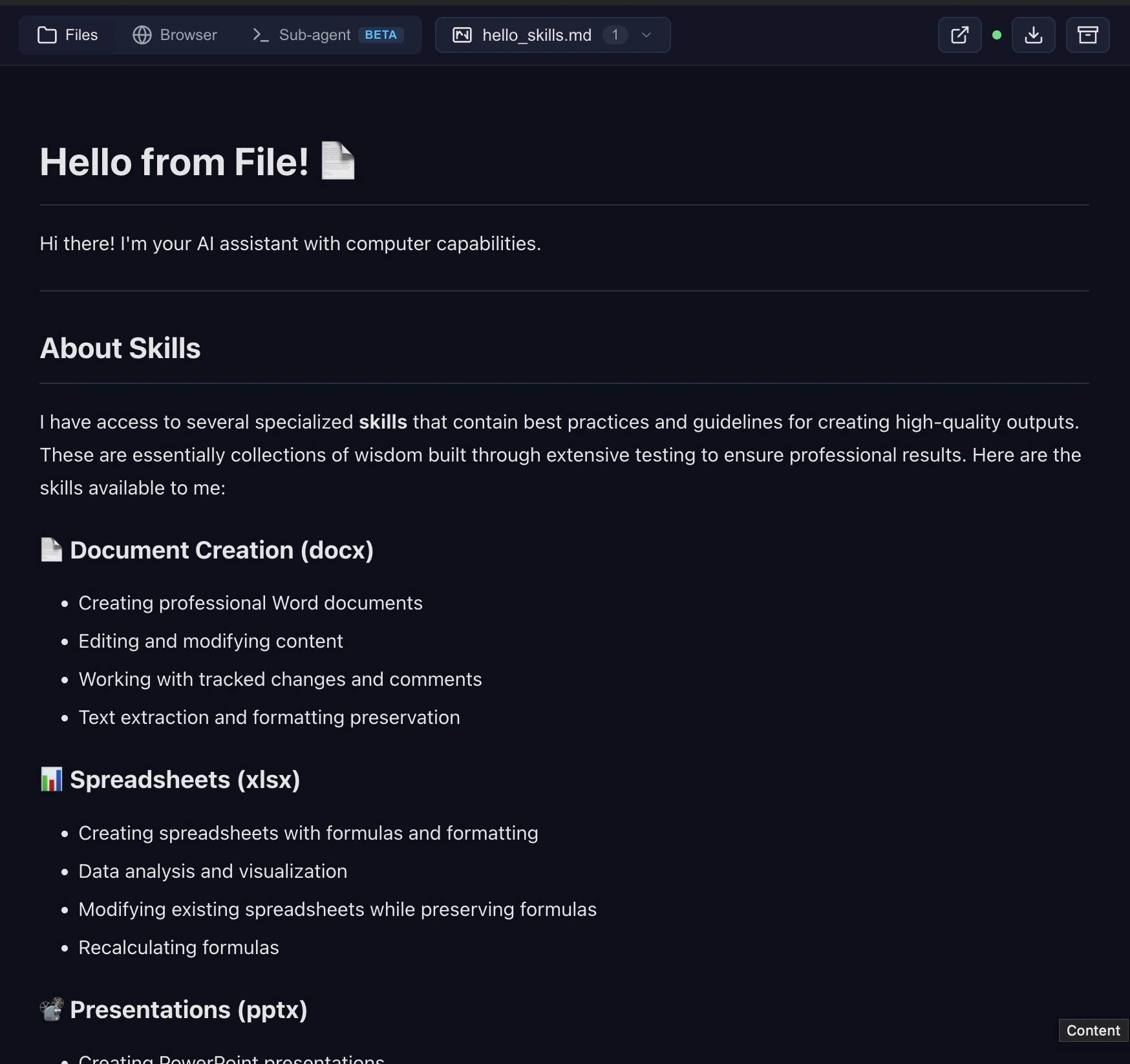 File preview panel showing a generated .docx cover letter