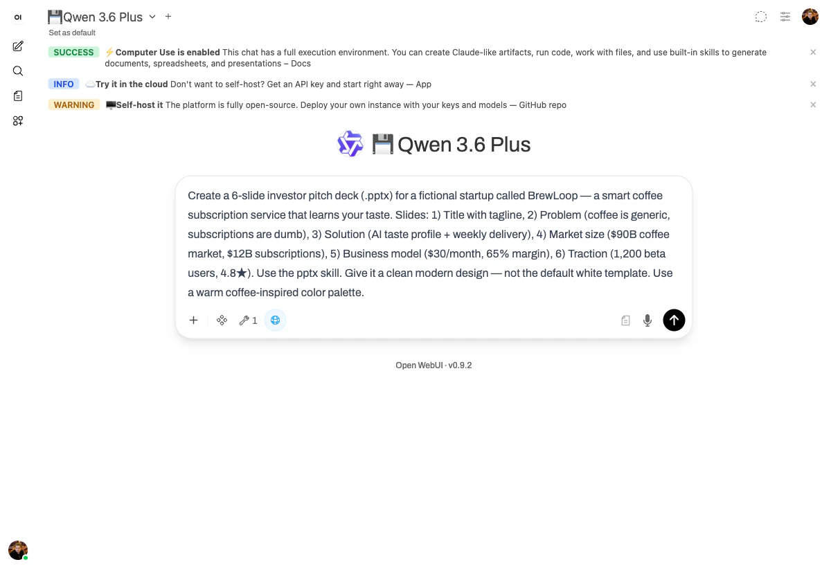 The pitch deck prompt entered into chat.yambr.com