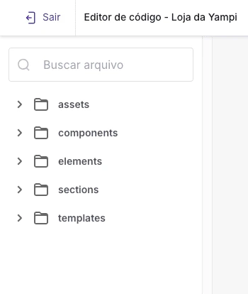 Estrutura de pastas no editor