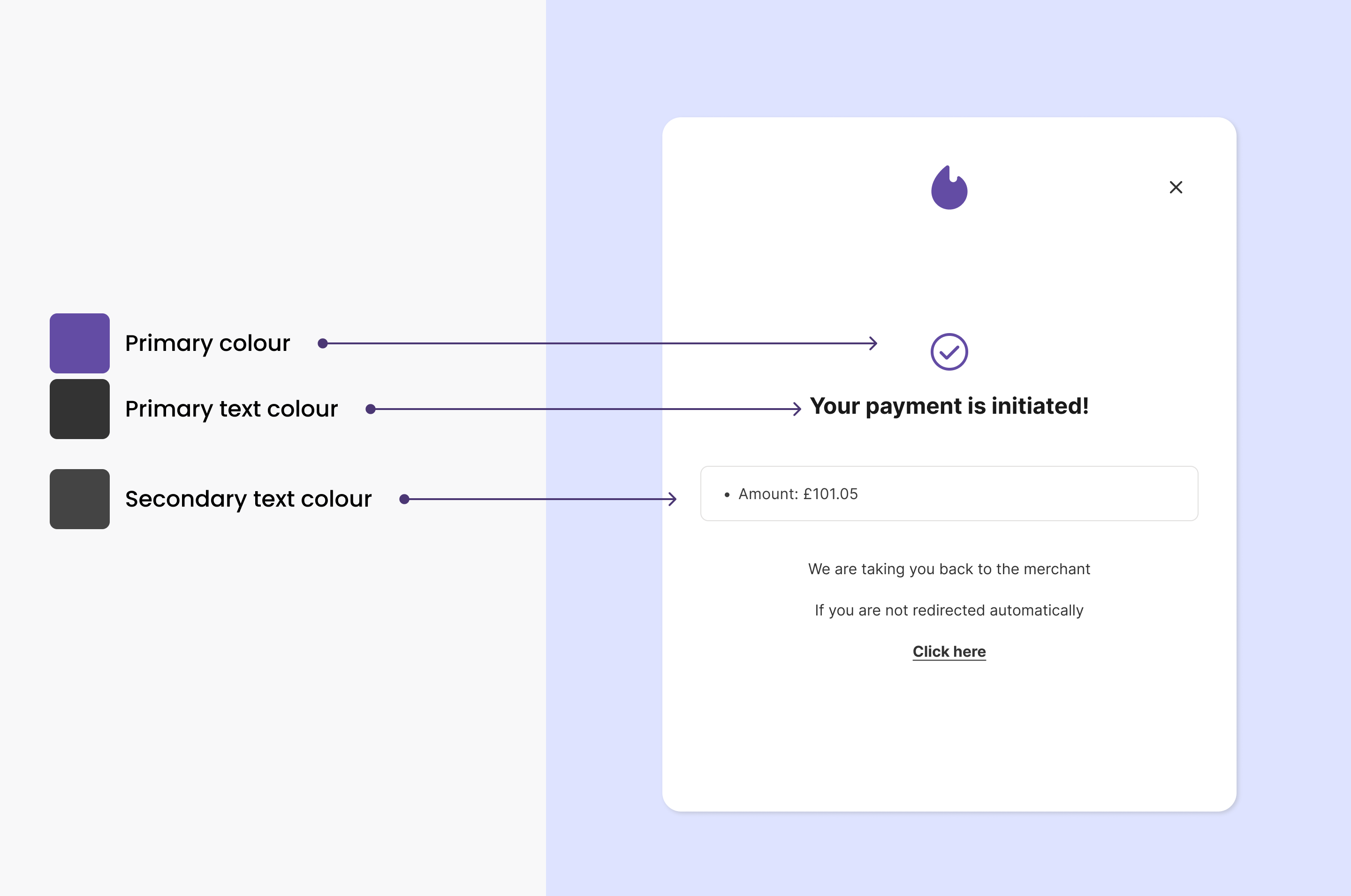 Image showing the customisation options available in the Hosted Pages screen