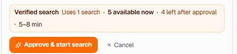 Verified search cost notice