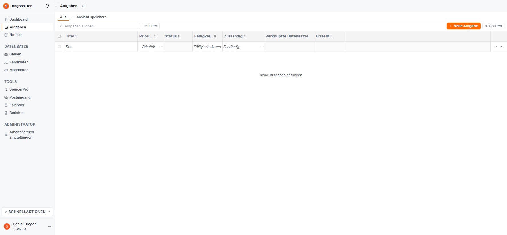 Tasks table