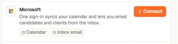 Microsoft email integration with Connect button in Yena Connected Accounts