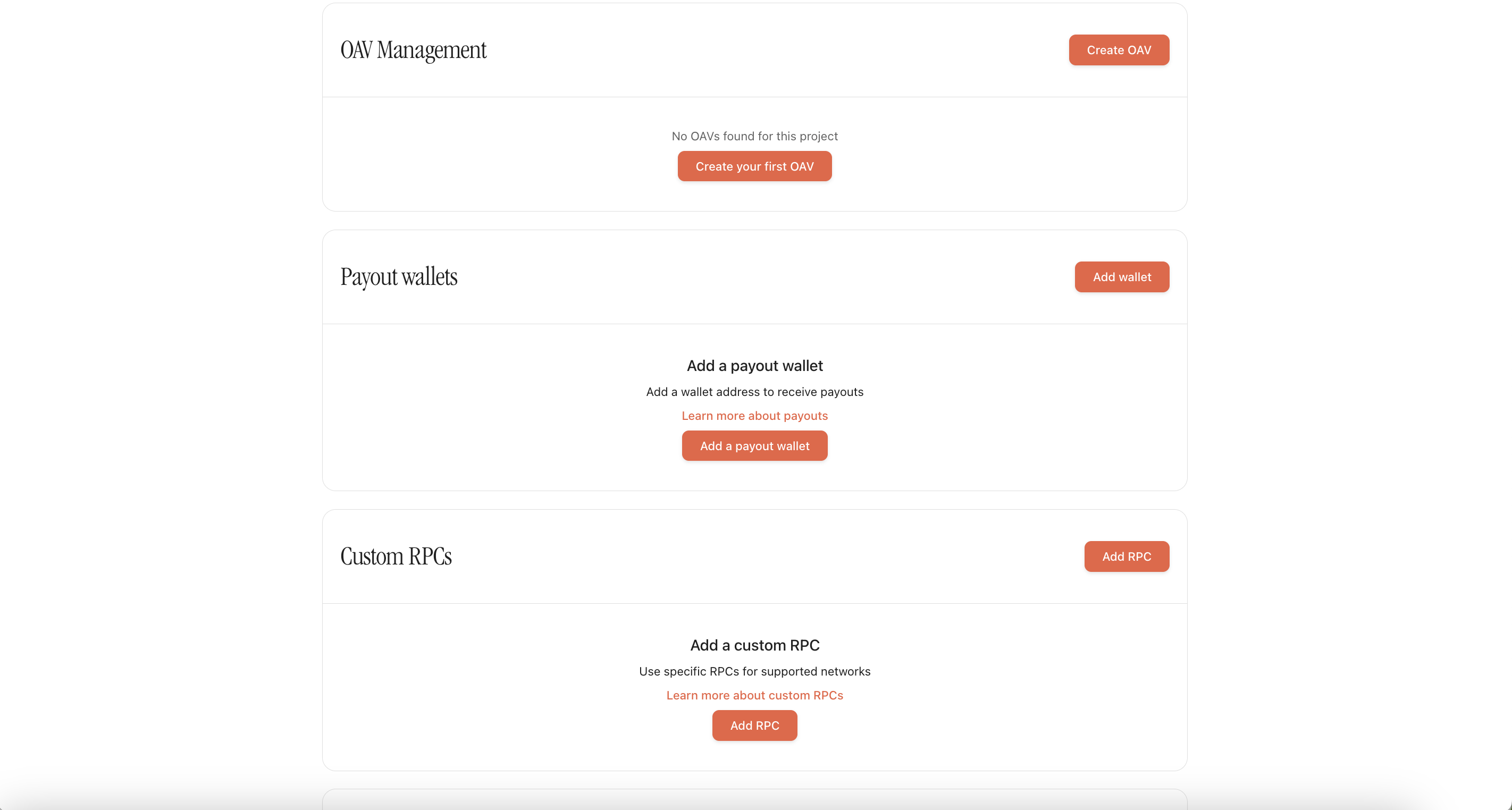 Allocator Vaults table in the yield.xyz dashboard with the Create OAV button
