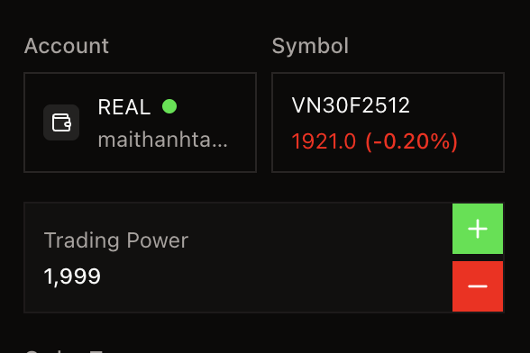 Nút nộp tiền trong phần Trading Power