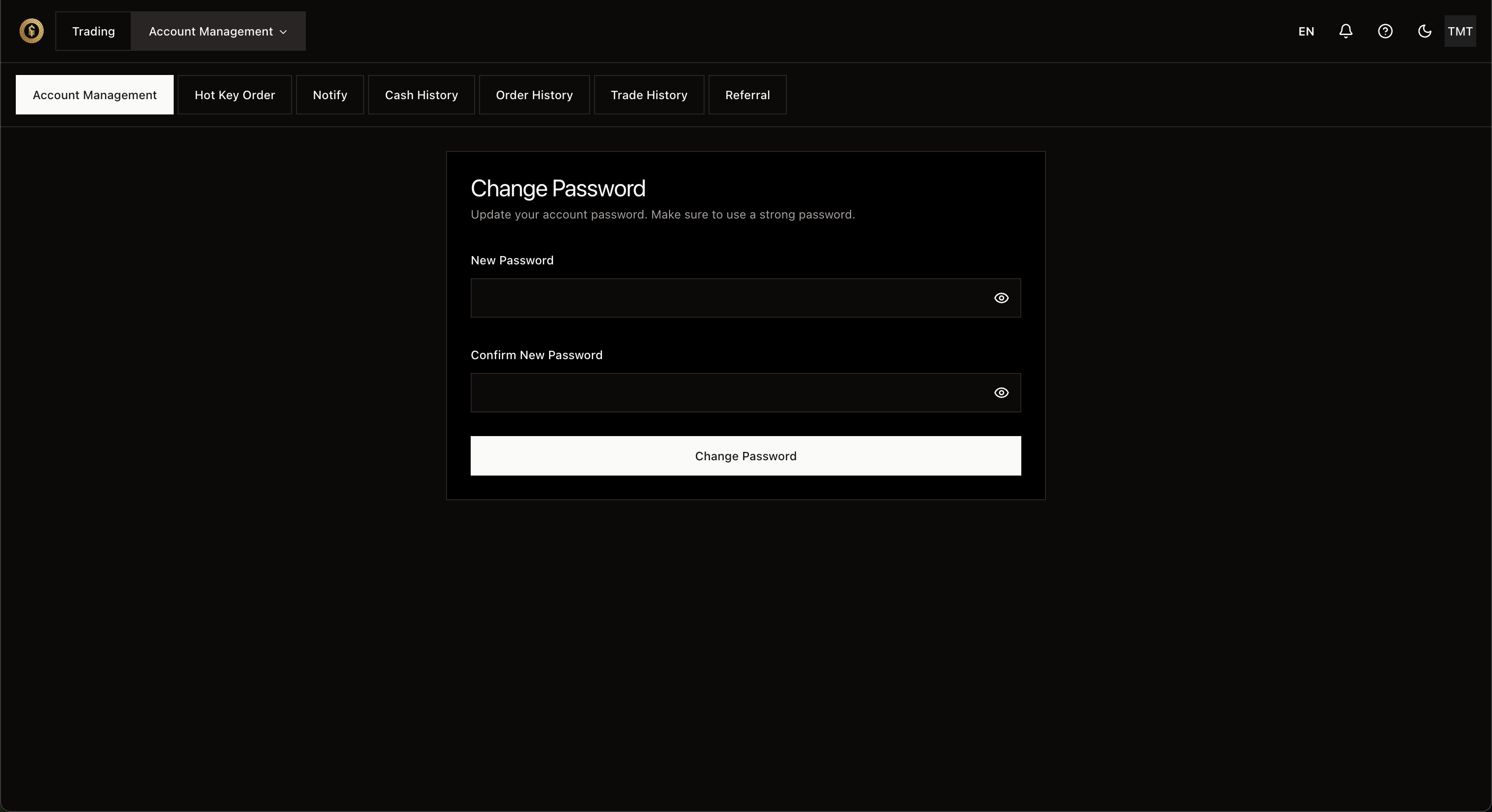 Trang đổi mật khẩu