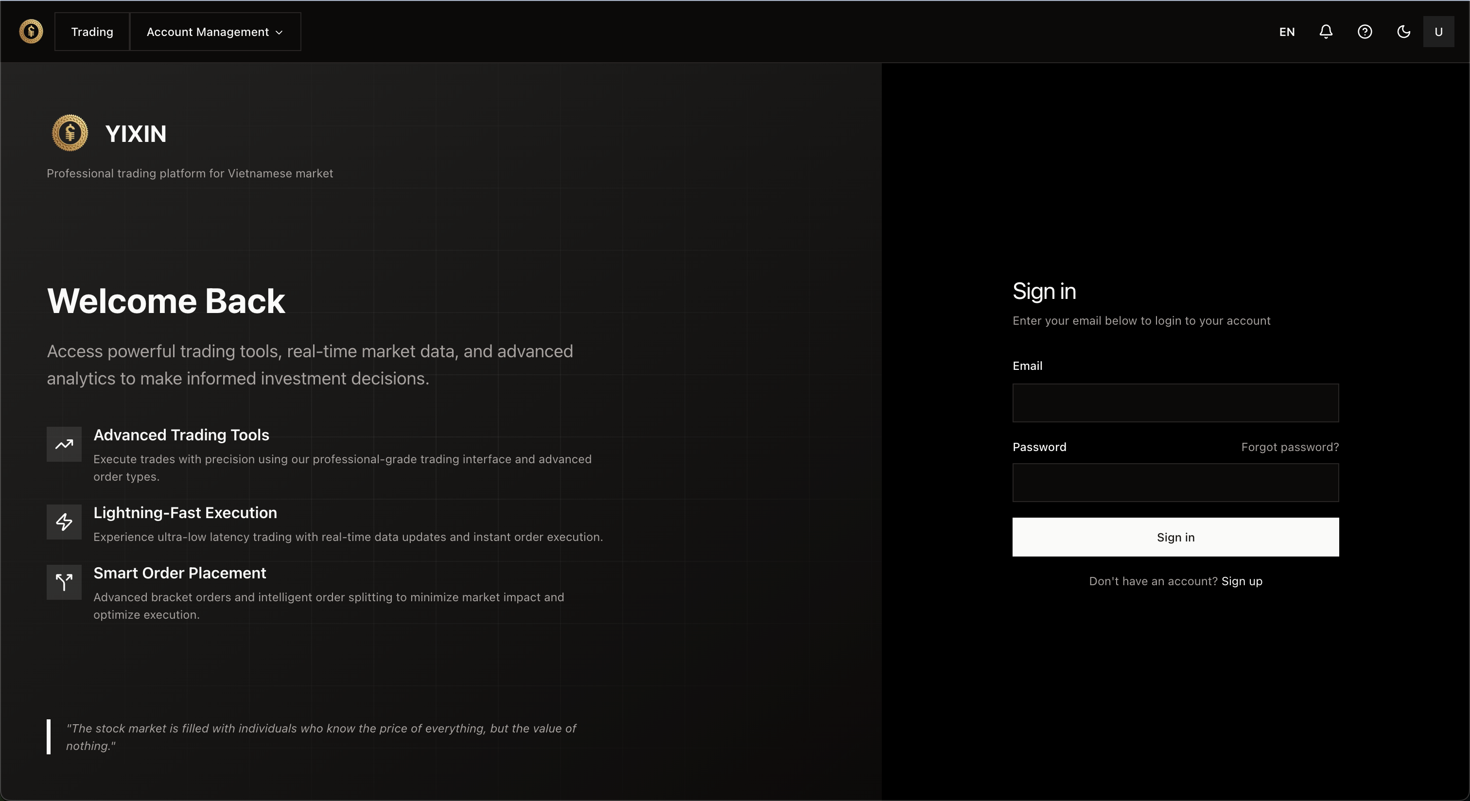 Trang đăng nhập Yixin