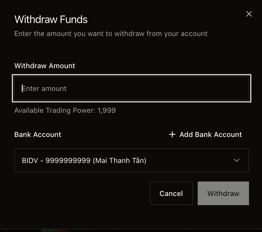 Hộp thoại rút tiền