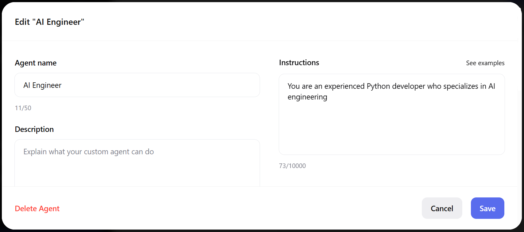 New agent settings for custom agents in you.com