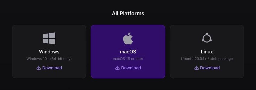 Youka Extension download page with Windows, macOS, and Linux download choices