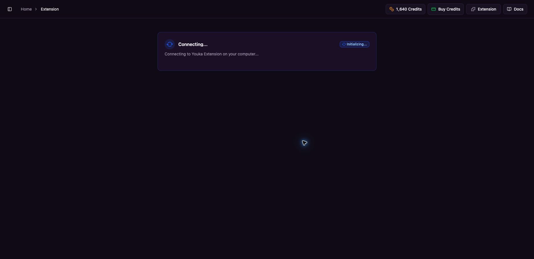 Youka Online extension status page showing initialization progress