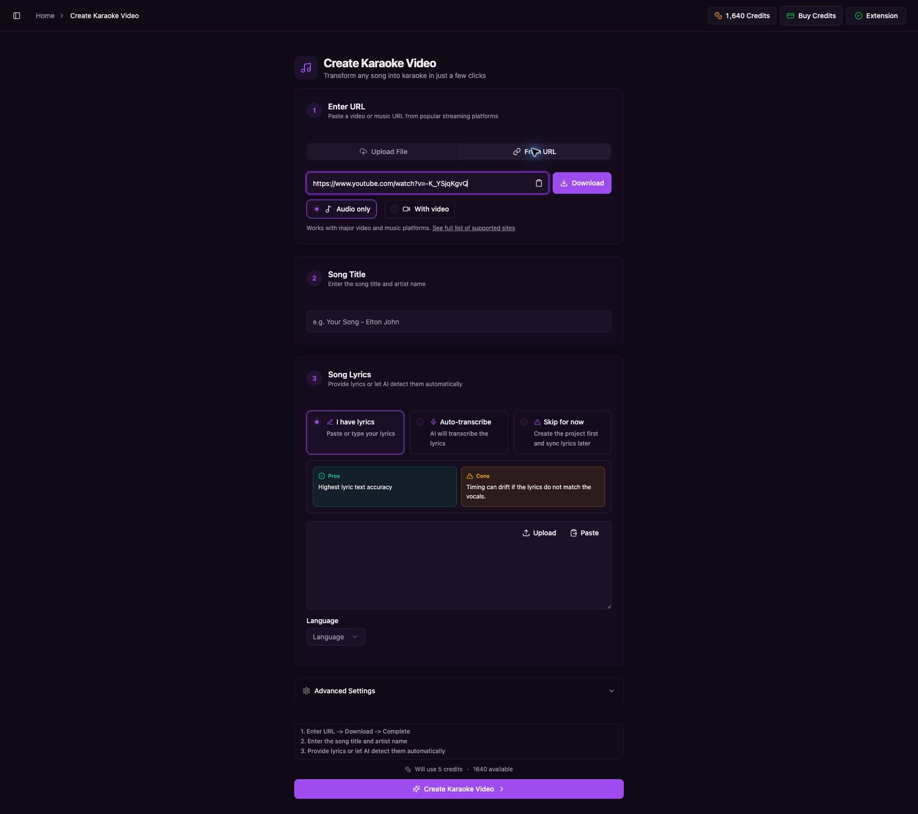 Youka Online From URL form with a public URL and Download button