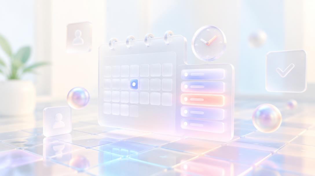 A glass booking calendar