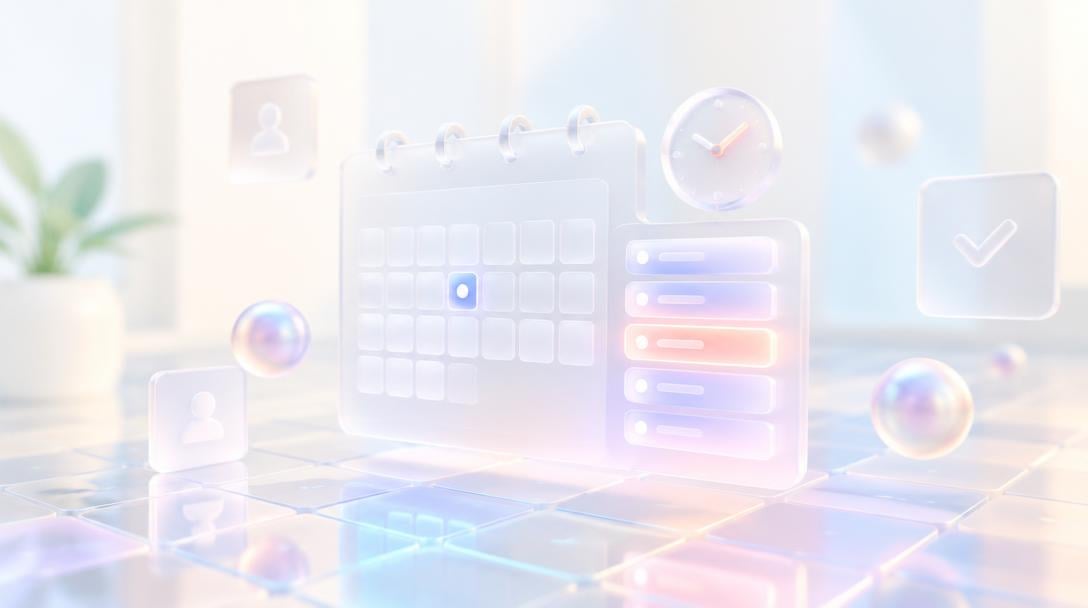 A glass booking calendar