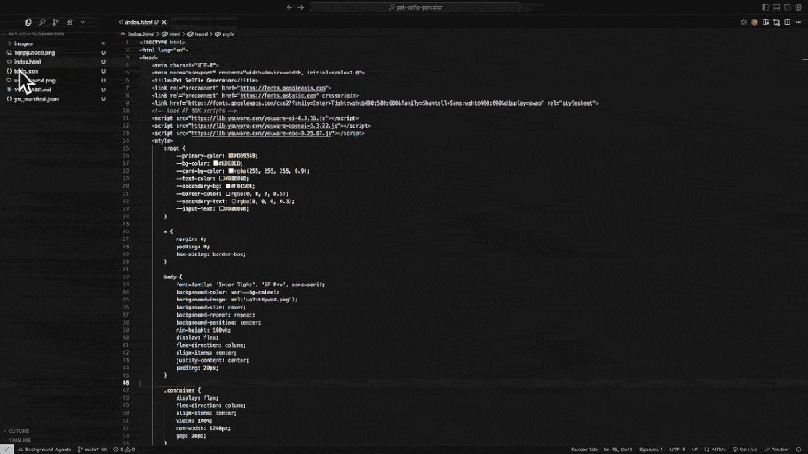 YouWare IDE extension installation and usage demo showing one-click publishing process