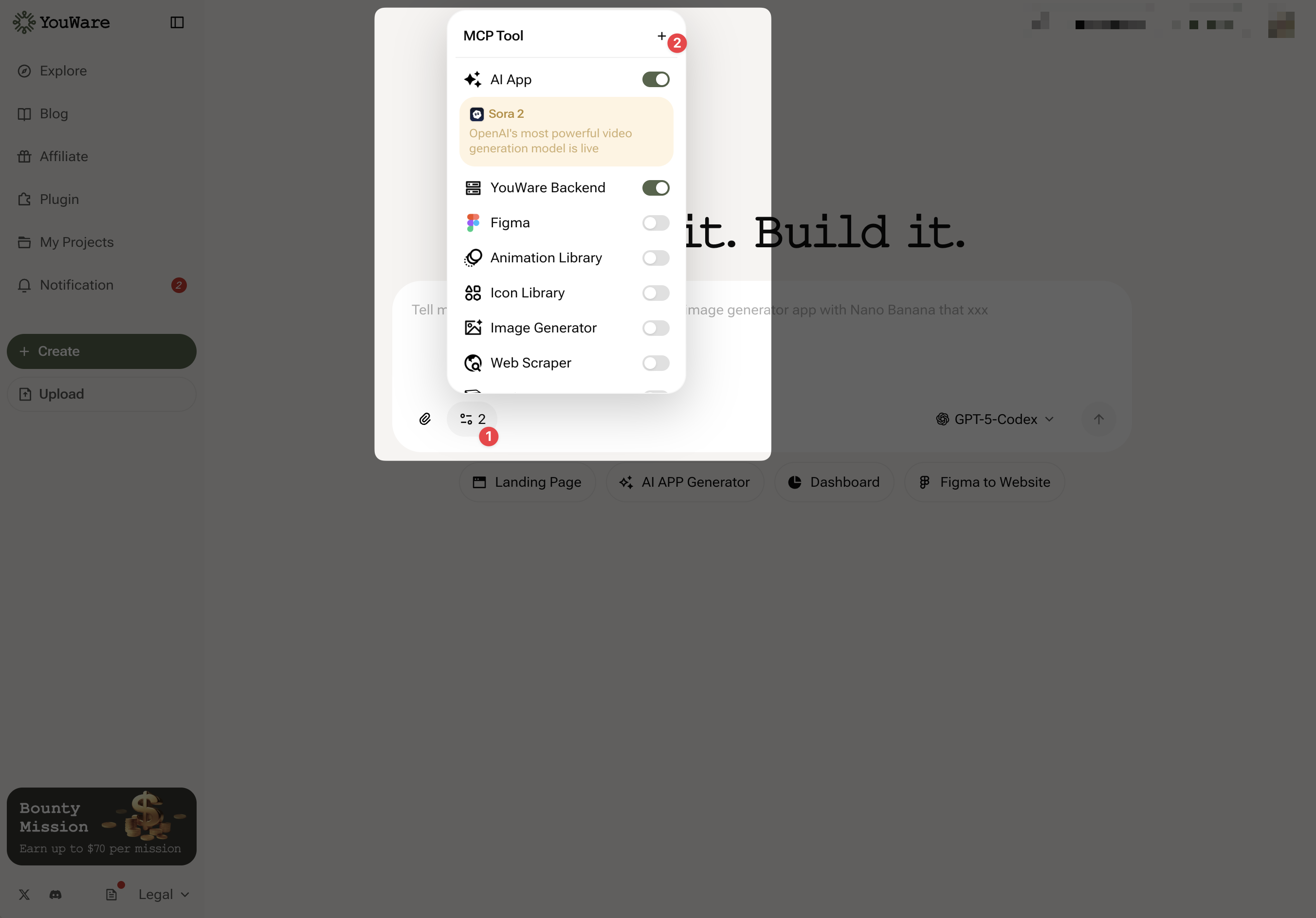 MCP Tools interface showing available tools and market access
