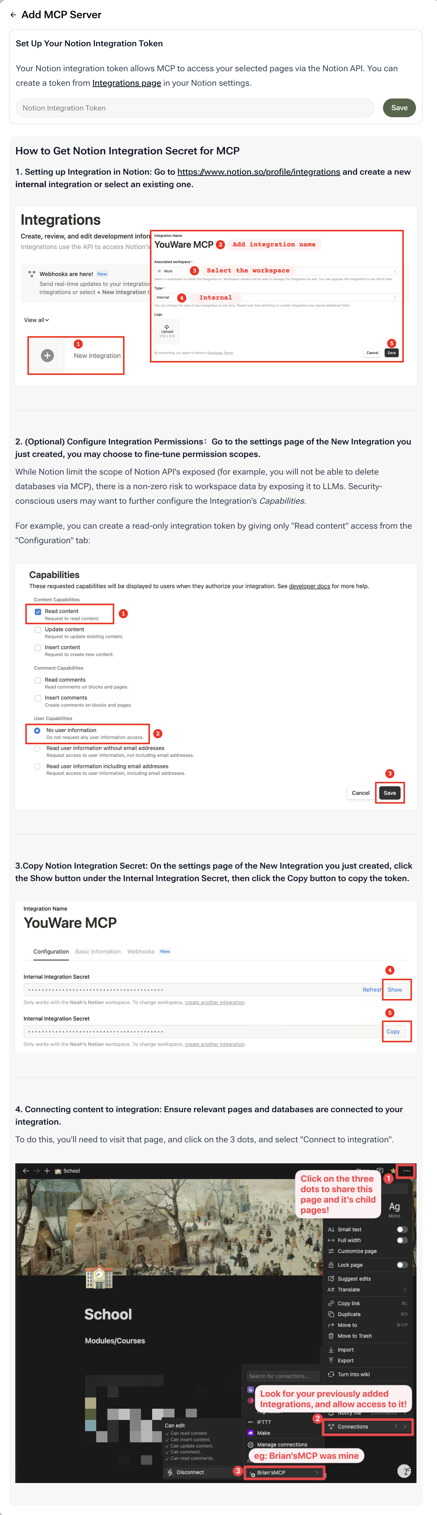 Notion integration overview showing connection workflow