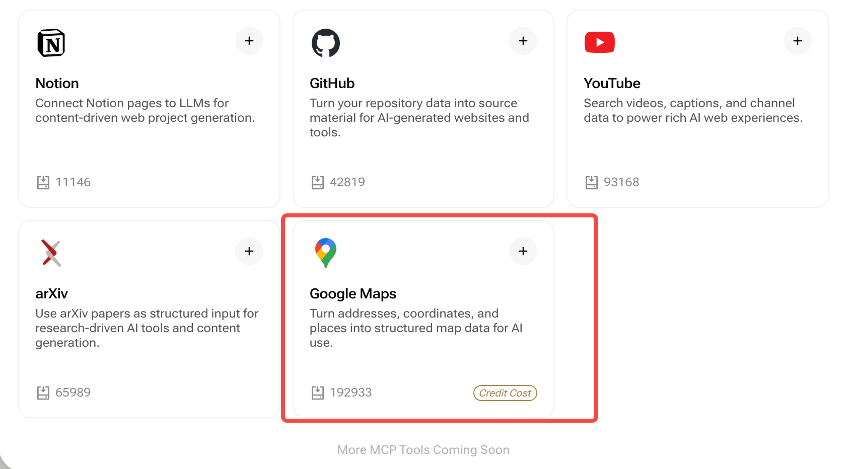 Google Maps connection overview with location cards and interactive map embeds