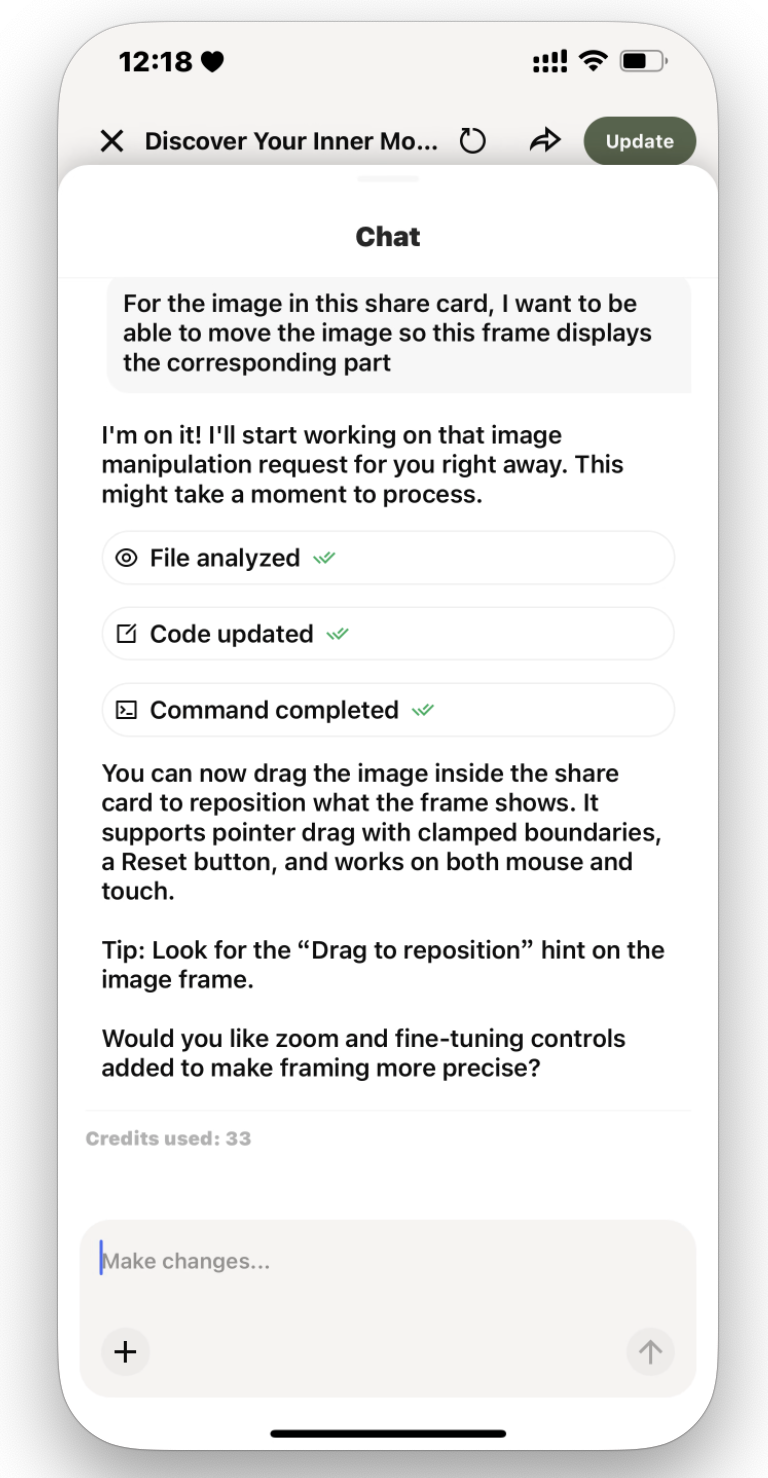 Mobile code editing with AI assistance
