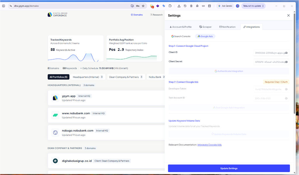 YPYM DBX Google Ads Integration Modal