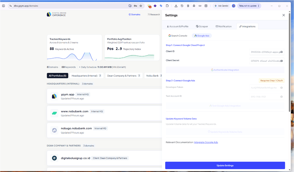 YPYM DBX Google Ads Integration Modal