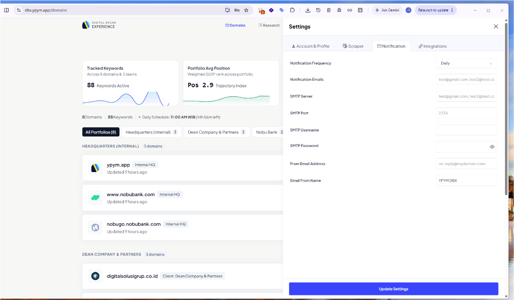 YPYM DBX Notification Settings