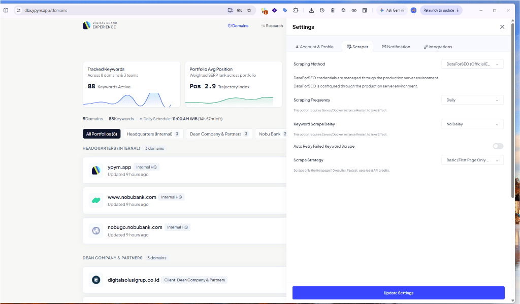 YPYM DBX Scraper Settings