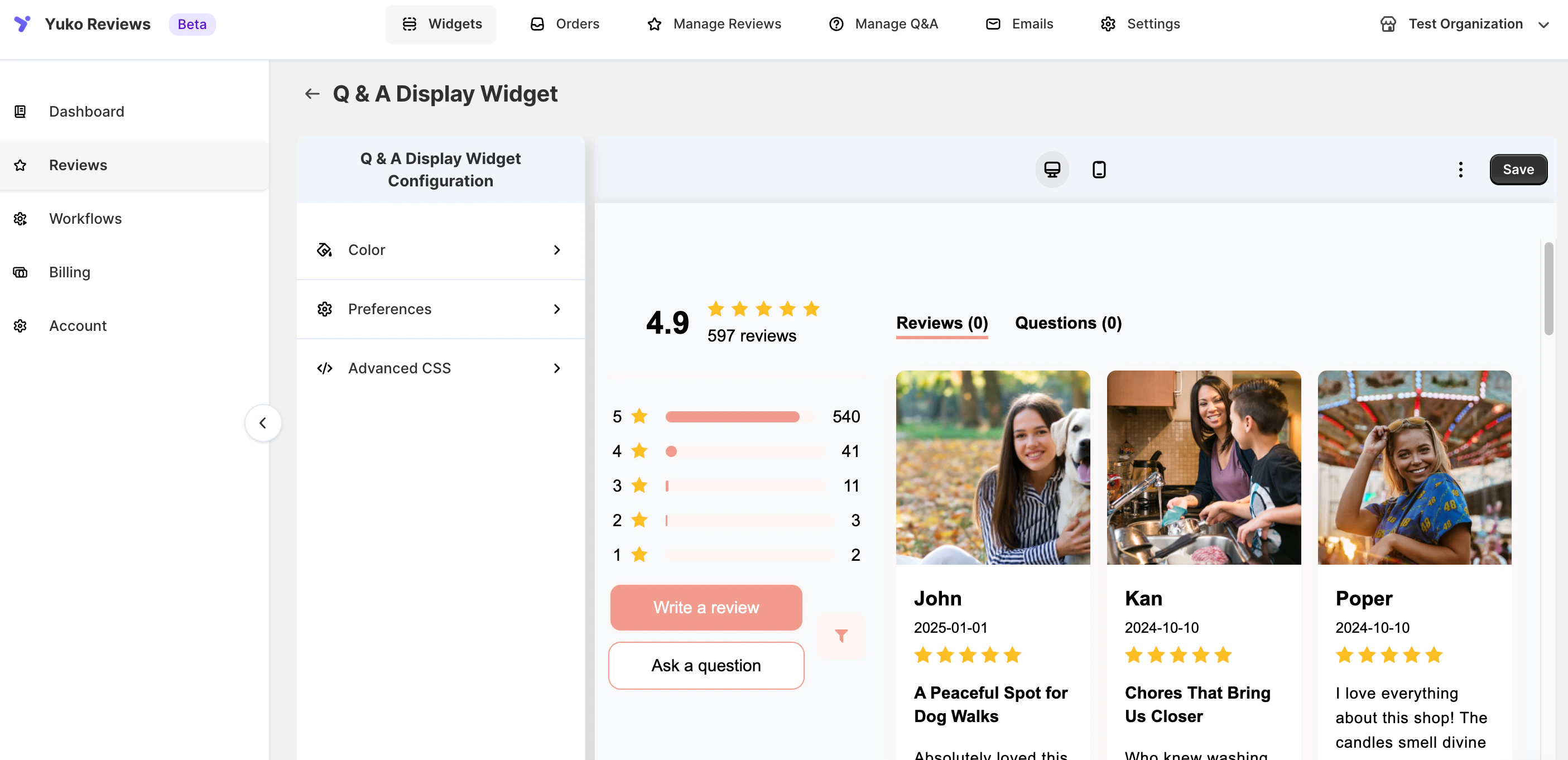 Yuko Q&A Display Widgets