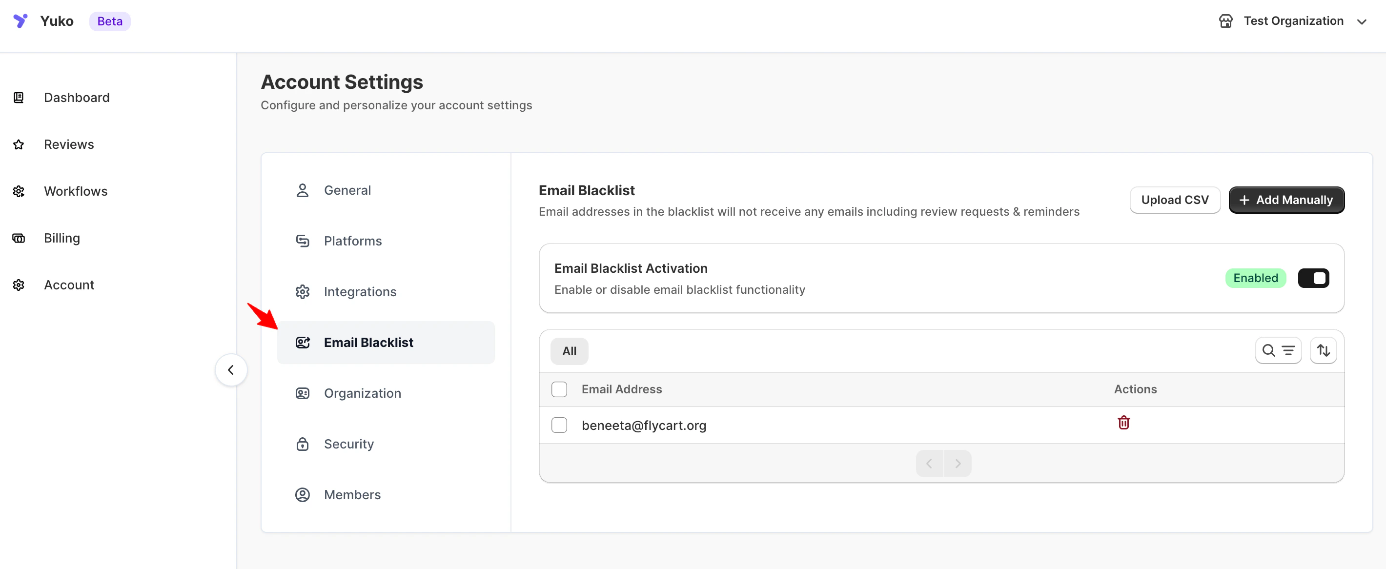 Yuko Email Blacklist