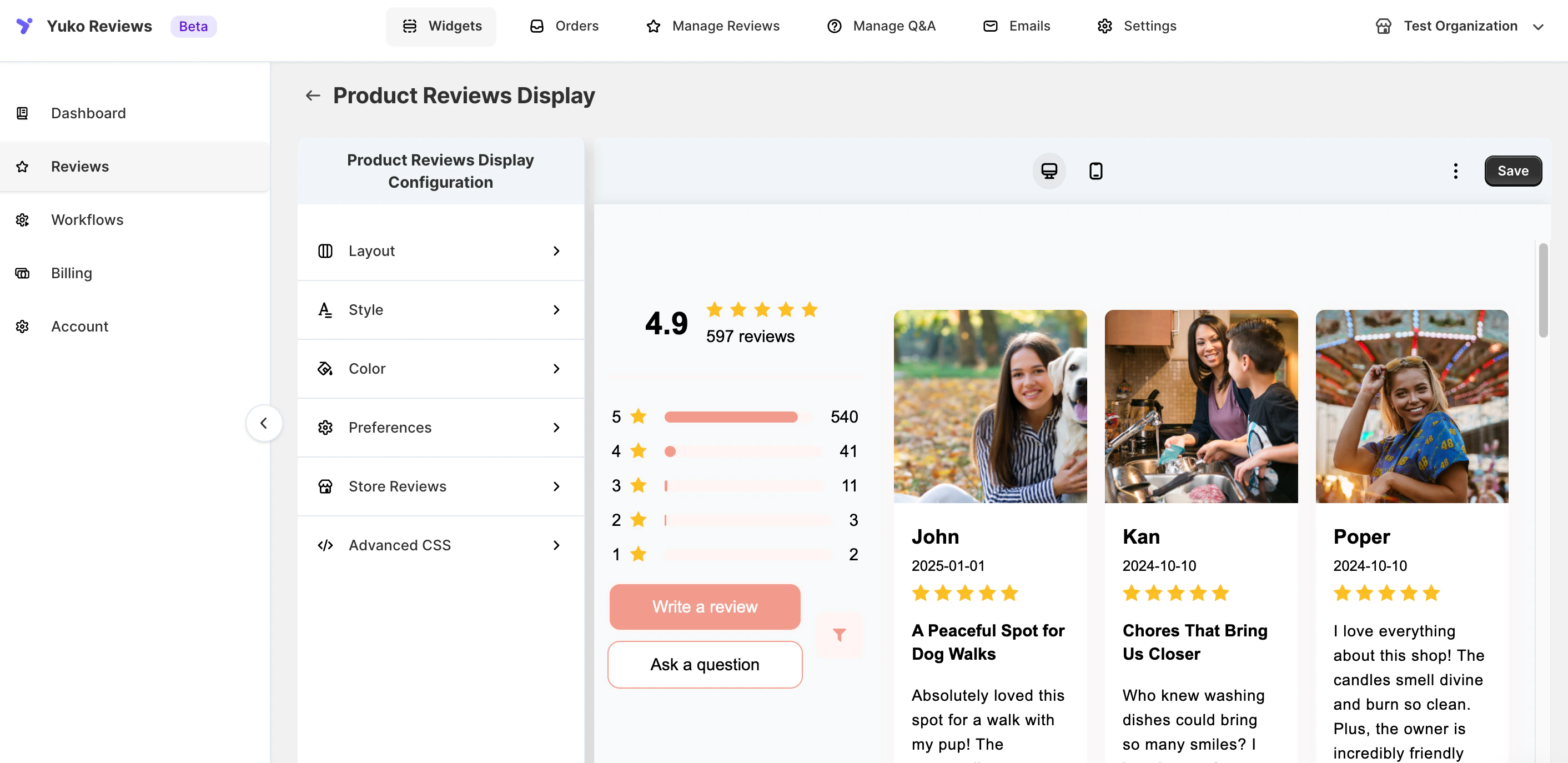 Yuko Product Review Display