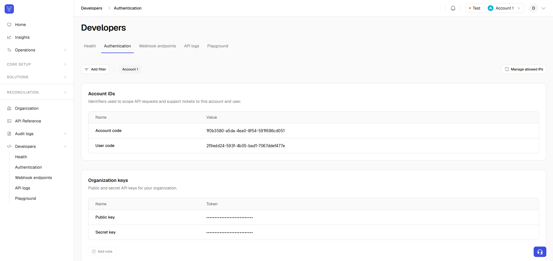 Developers (Credentials) - Yuno API Documentation