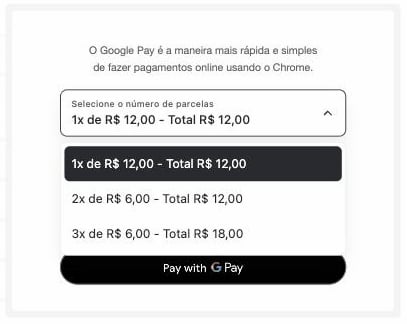 Google Pay installment options panel